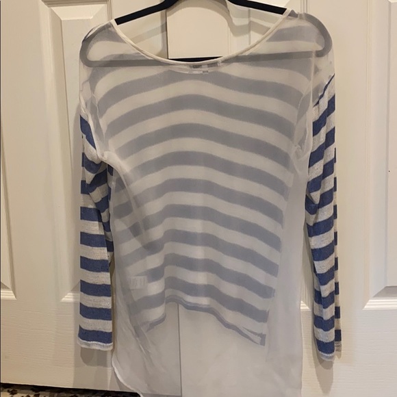 Red haute blue and white stripe and sheer top - Picture 2 of 2